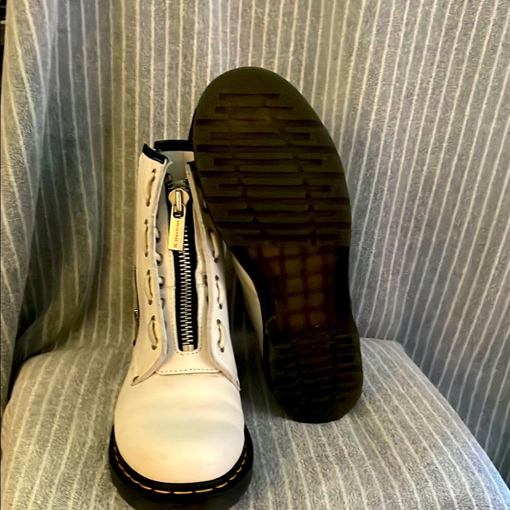 Dr. Martens White Leather Moto Boots - Picture 8 of 9